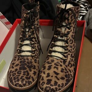 Crown & Ivy Brown Leopard Lace-Up Boots